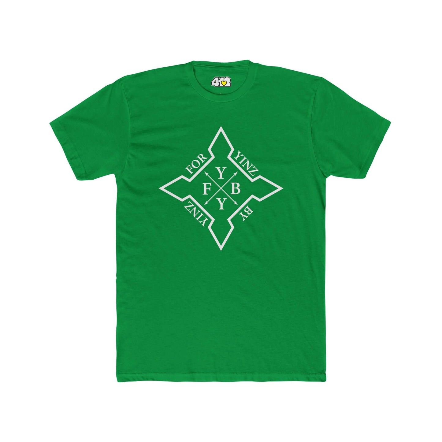 For YINZ By YINZ T-Shirt | White Logo. Apparel Color: Solid Kelly Green. Tailored fit T-Shirt with breathable cotton fabric, and classic neckline.