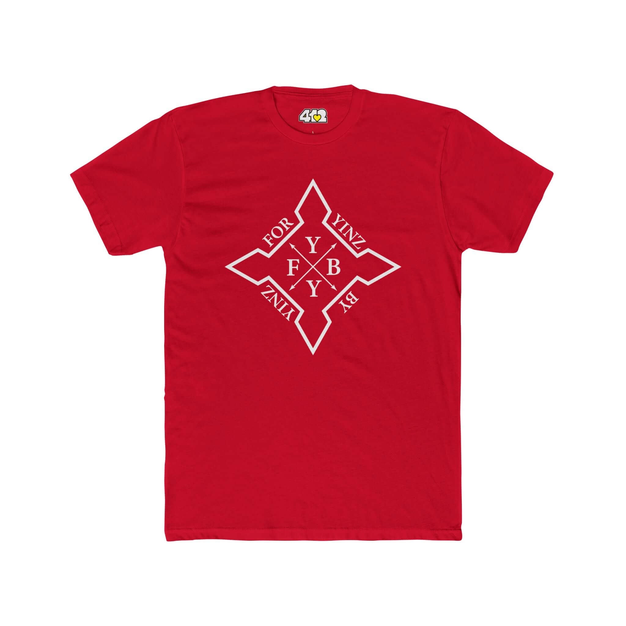 For YINZ By YINZ T-Shirt | White Logo. Apparel Color: Solid Red. Tailored fit T-Shirt with breathable cotton fabric, and classic neckline.