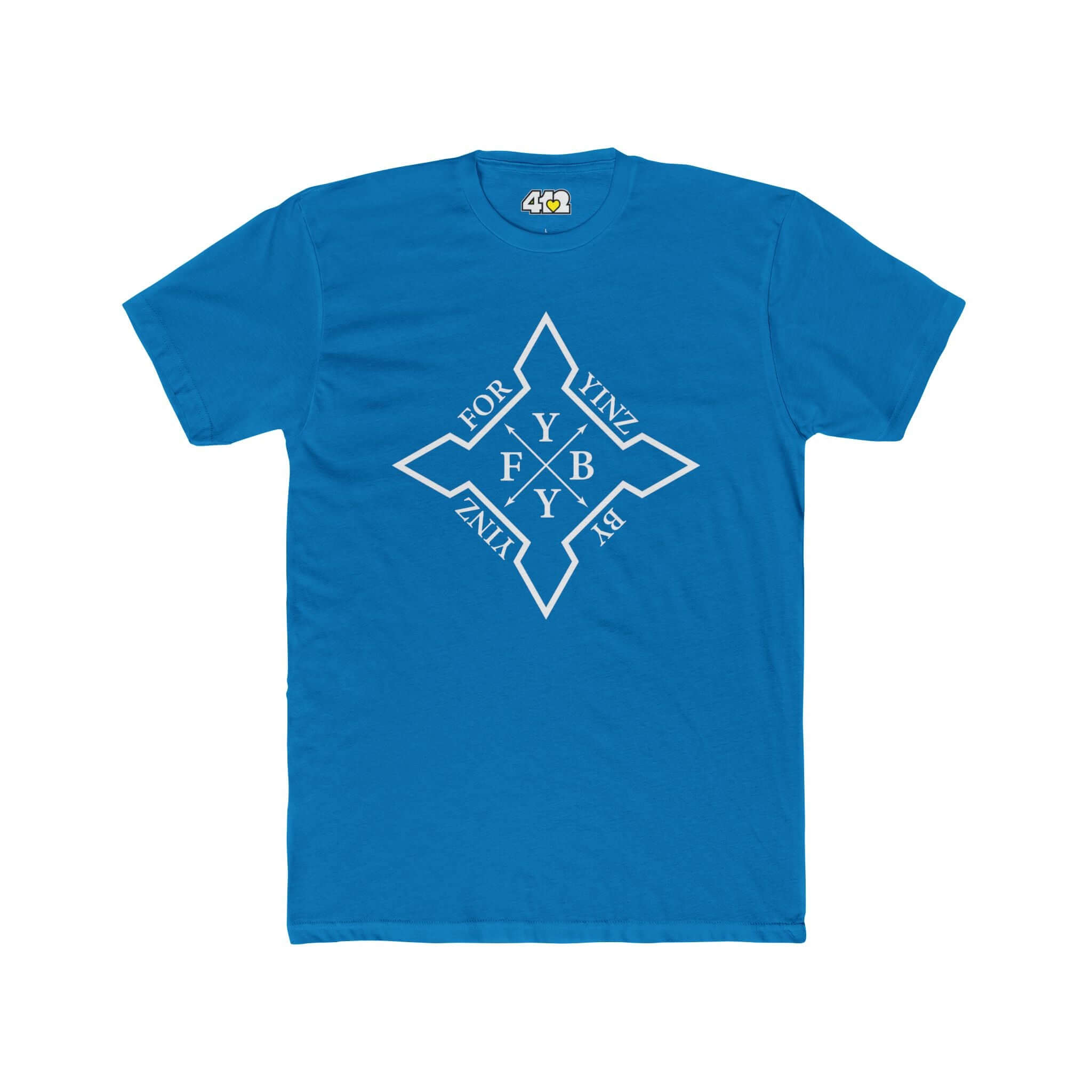 For YINZ By YINZ T-Shirt | White Logo. Apparel Color: Solid Turquoise. Tailored fit T-Shirt with breathable cotton fabric, and classic neckline.