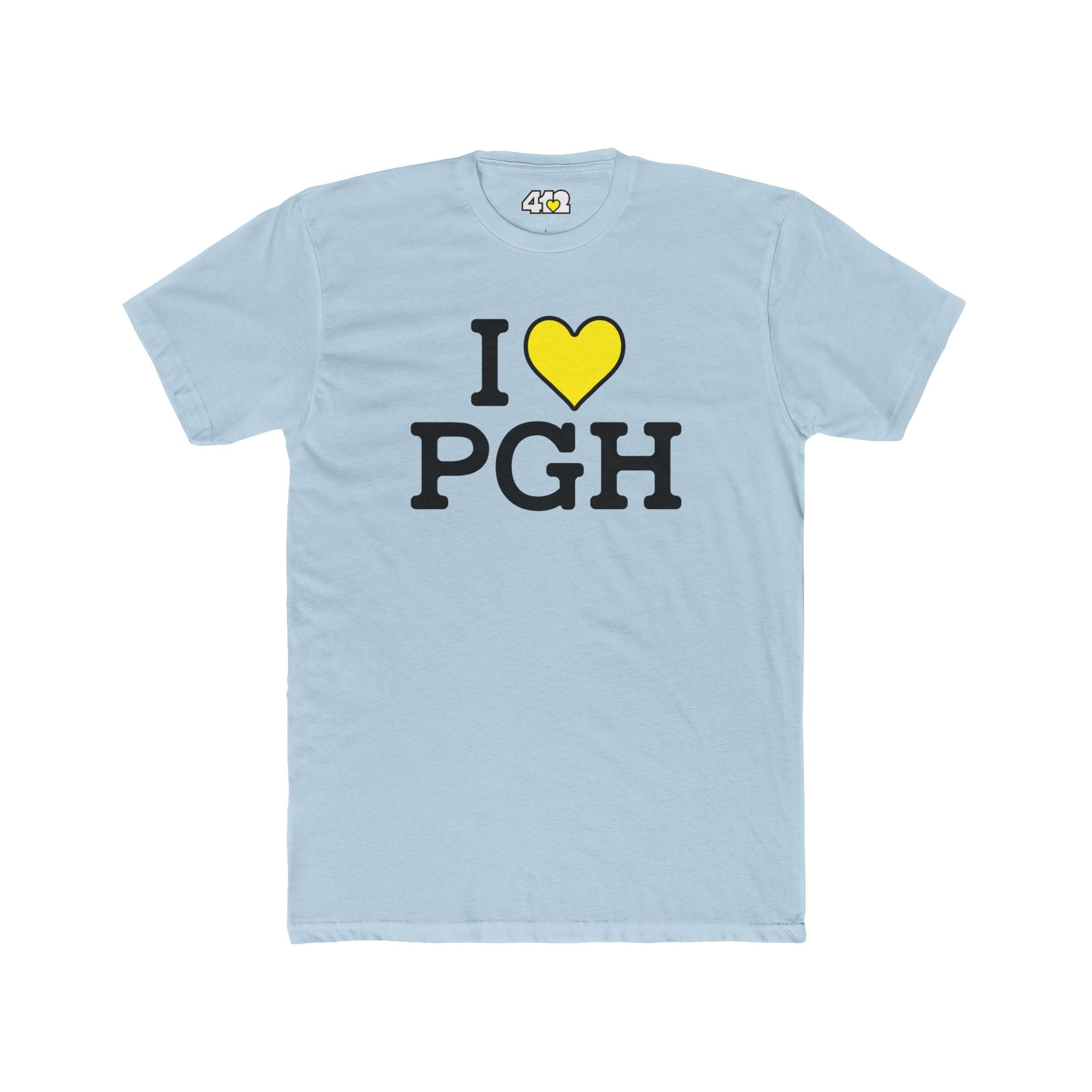 I Heart PGH T-Shirt. Apparel Color: Solid Light Blue. Tailored fit T-Shirt with breathable cotton fabric, and classic neckline.