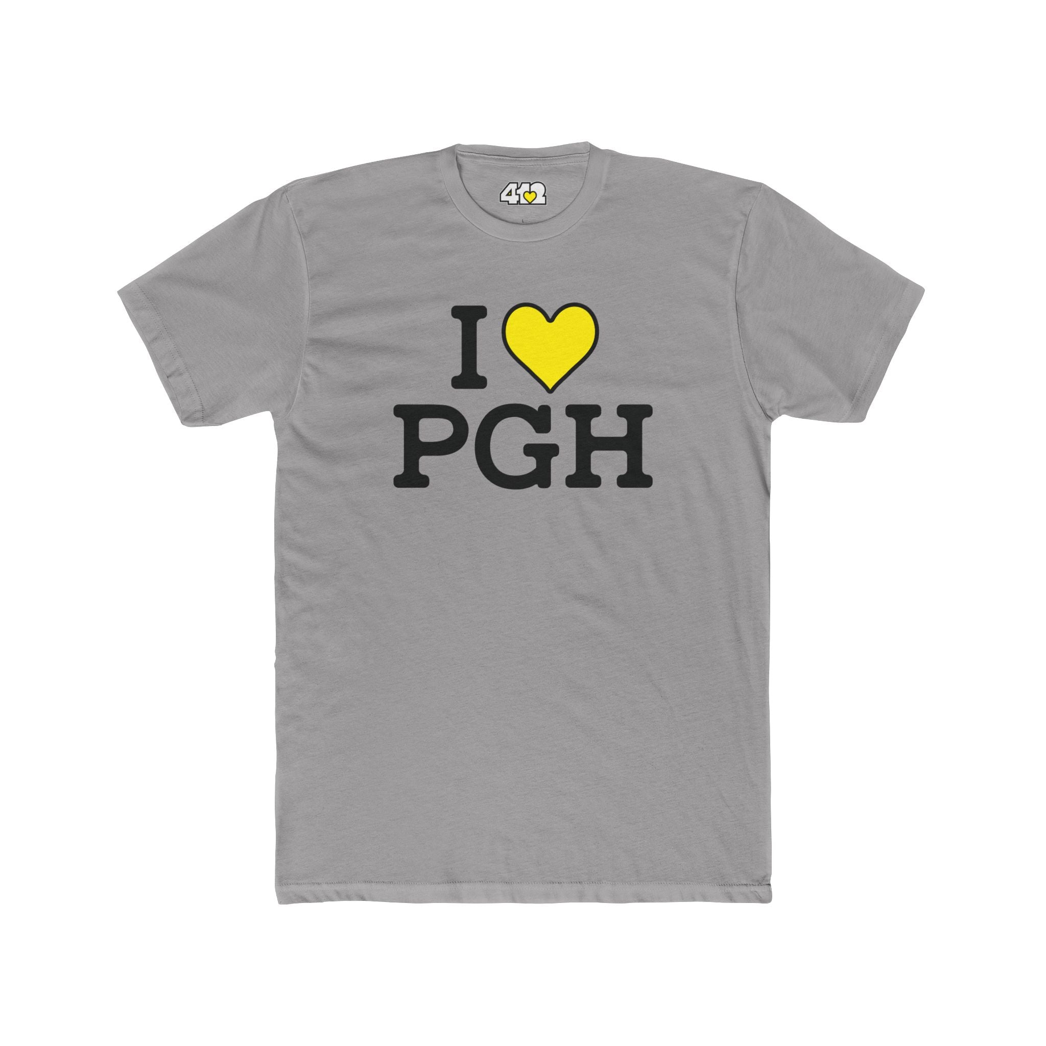 I Heart PGH T-Shirt. Apparel Color: Solid Light Grey. Tailored fit T-Shirt with breathable cotton fabric, and classic neckline.