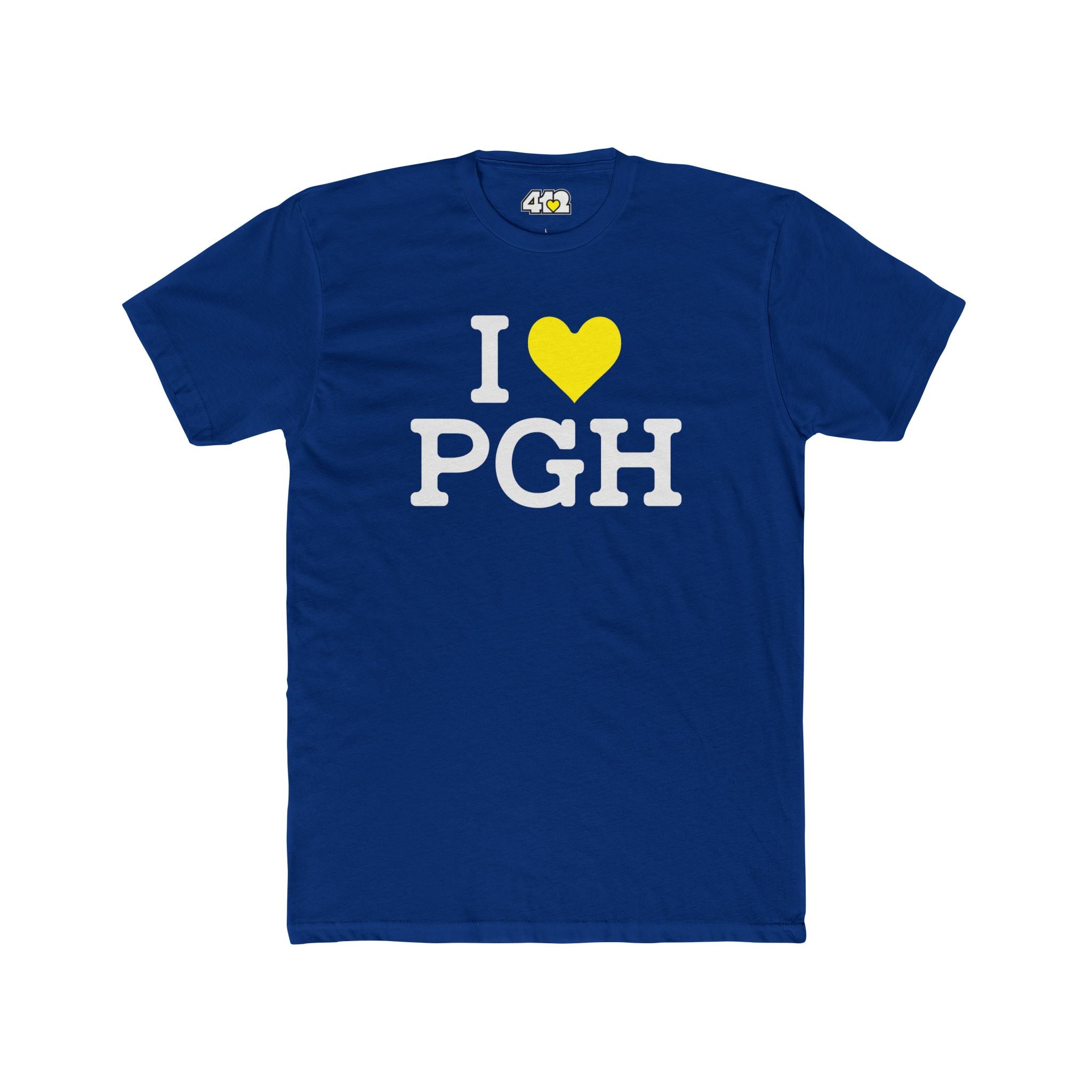 I Heart PGH T-Shirt. Apparel Color: Solid Royal. Tailored fit T-Shirt with breathable cotton fabric, and classic neckline.