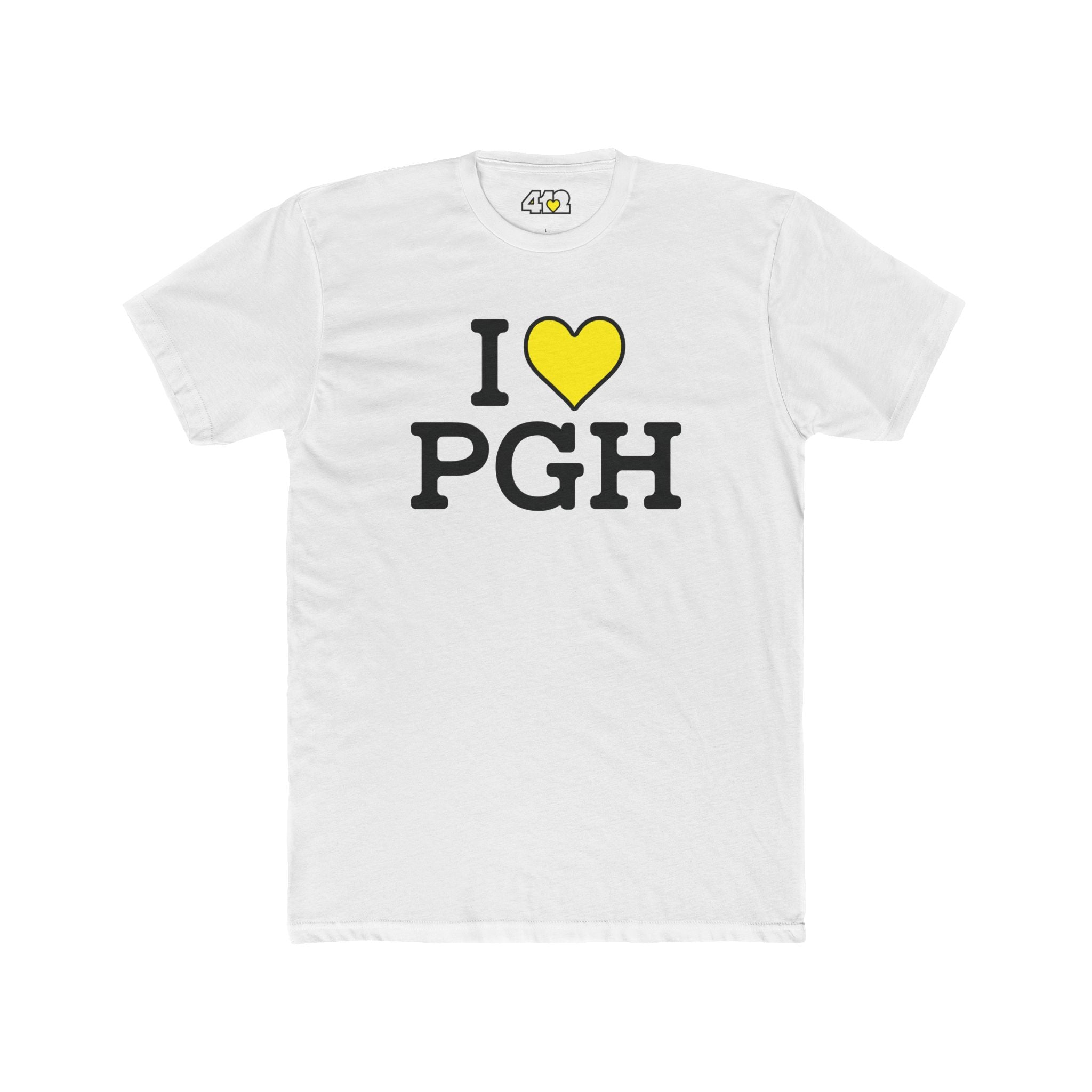 I Heart PGH T-Shirt. Apparel Color: Solid White. Tailored fit T-Shirt with breathable cotton fabric, and classic neckline.