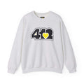 Pittsburgh Crewneck Sweatshirt | Black & Yellow 412 Logo. Apparel Color: Ash. A blend of 50% cotton and 50% polyester for cozy durability. With an Elastic ribbed collar, and Double-needle stitching.
