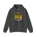 Pittsburgh Left Hoodie. Apparel Color: Dark Heather. 50/50 cotton-poly blend, cozy fit, kangaroo pocket, adjustable drawstring hood.