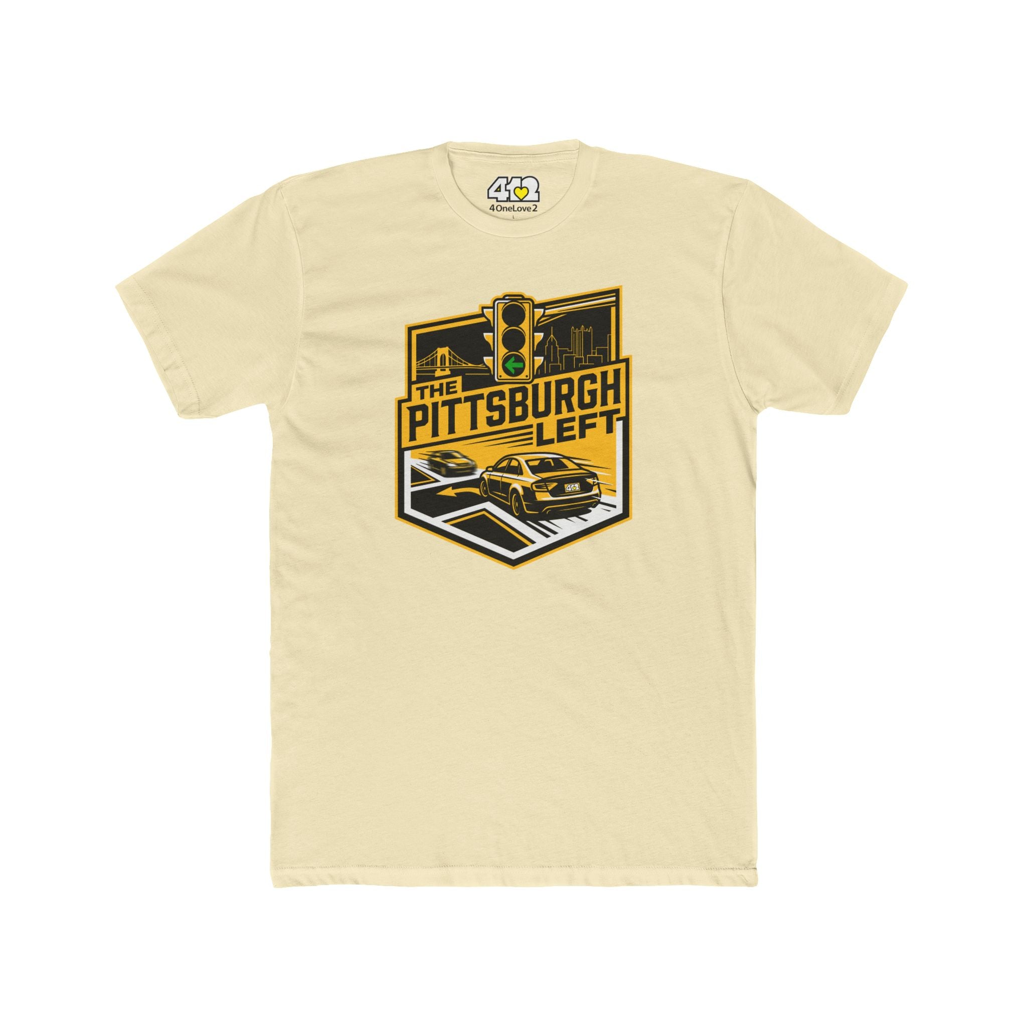 Pittsburgh Left T?Shirt. Apparel Color: Solid Natural. Tailored fit T-Shirt with breathable cotton fabric, and classic neckline.