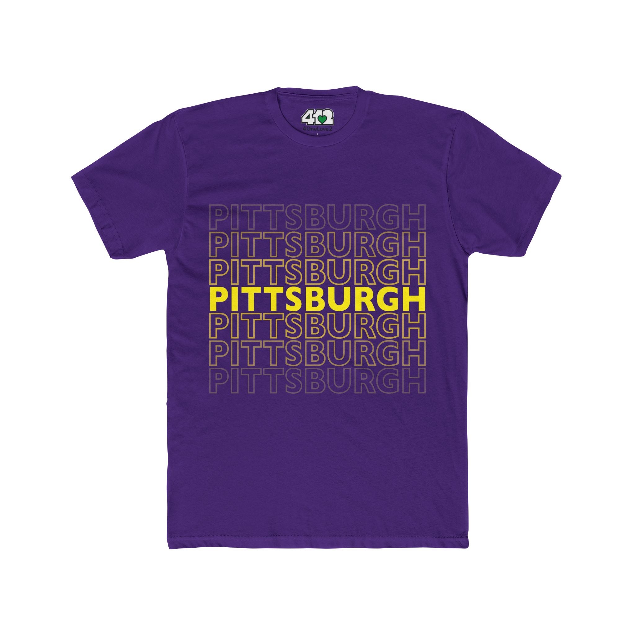 Pittsburgh On Repeat | T-Shirt. Apparel Color: Solid Purple Rush. Tailored fit T-Shirt with breathable cotton fabric, and classic neckline.
