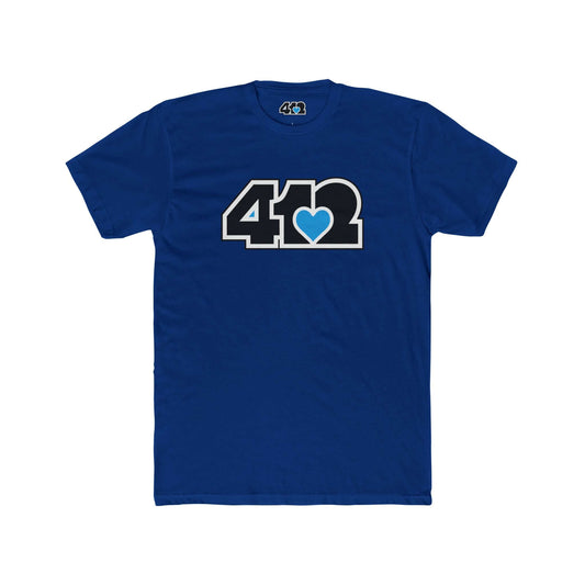Pittsburgh T-Shirt | Black & Blue 412 Logo. Apparel Color: Solid Royal. Tailored fit T-Shirt with breathable cotton fabric, and classic neckline.