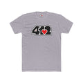 Pittsburgh T-Shirt | Black & Red 412 Logo. Apparel Color: Heather Grey. Tailored fit T-Shirt with breathable cotton fabric, and classic neckline.