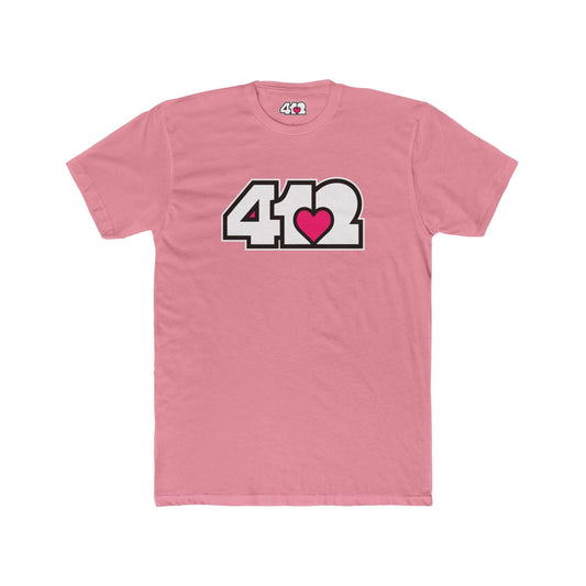Pittsburgh T-Shirt | White & Pink 412 Logo. Apparel Color: Solid Light Pink. Tailored fit T-Shirt with breathable cotton fabric, and classic neckline.