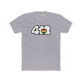 Pittsburgh T-Shirt | White & Rainbow 412 Logo. Apparel Color: Heather Grey. Tailored fit T-Shirt with breathable cotton fabric, and classic neckline.