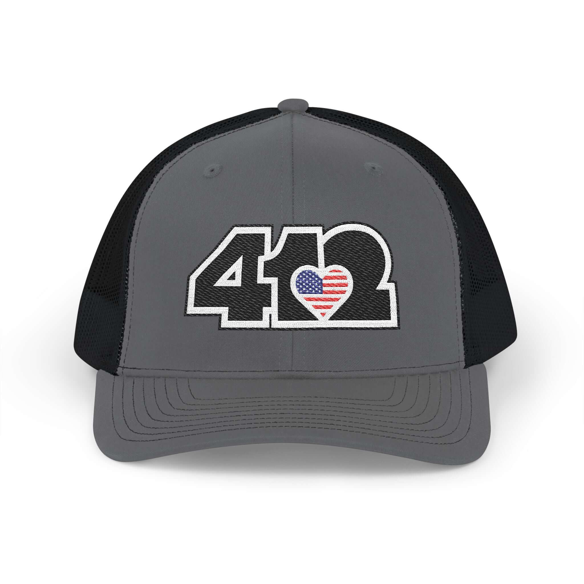 Snapback Hat | Embroidered Black Stars & Stripes 412 Logo. Apparel Color: Charcoal/Black. A comfy mid-profile adjustable fit for everyday flair