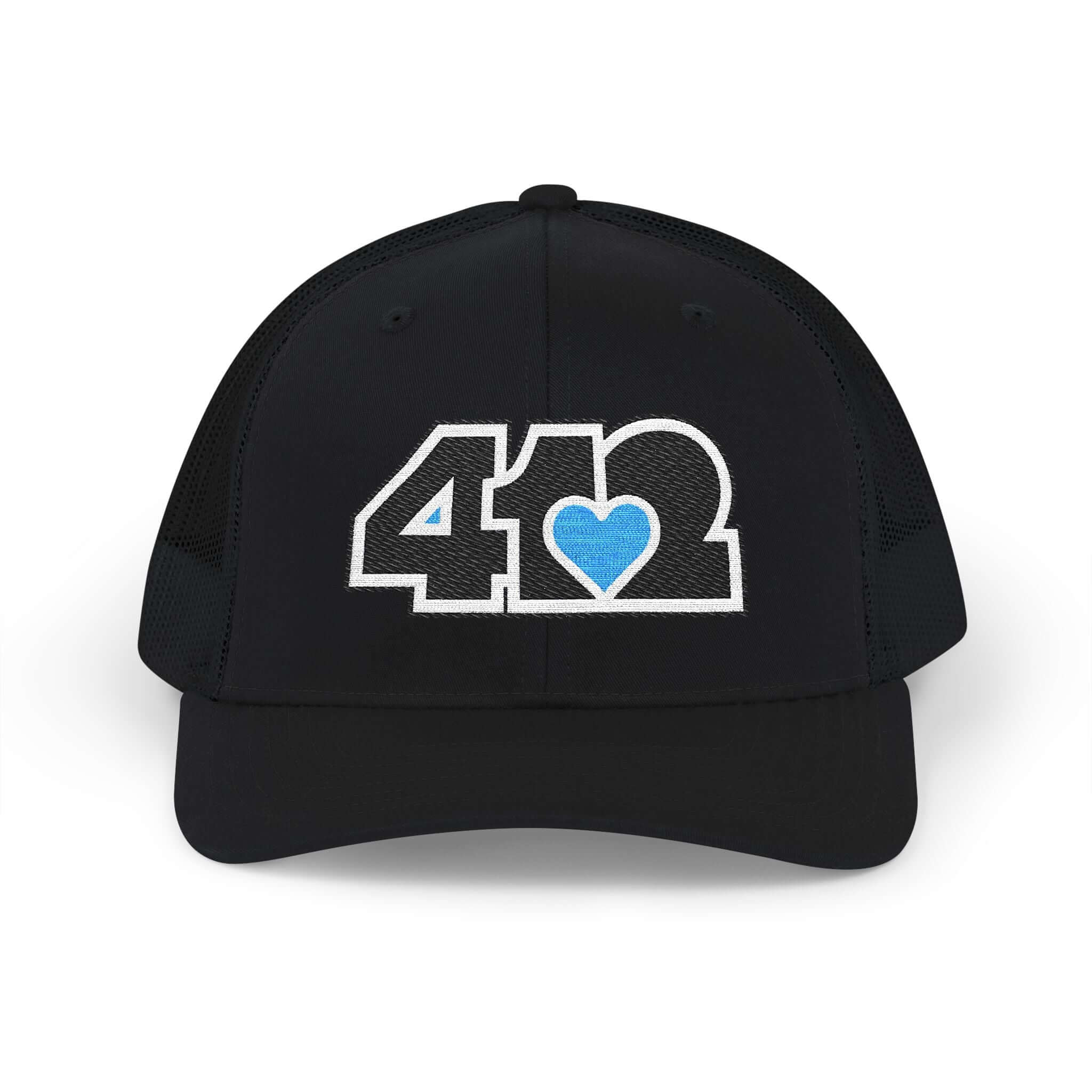 Snapback Hat | Embroidered Black and Blue 412 Logo. Apparel Color: Black. A comfy mid-profile adjustable fit for everyday flair
