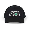 Snapback Hat | Embroidered Black and Green 412 Logo. Apparel Color: Black. A comfy mid-profile adjustable fit for everyday flair