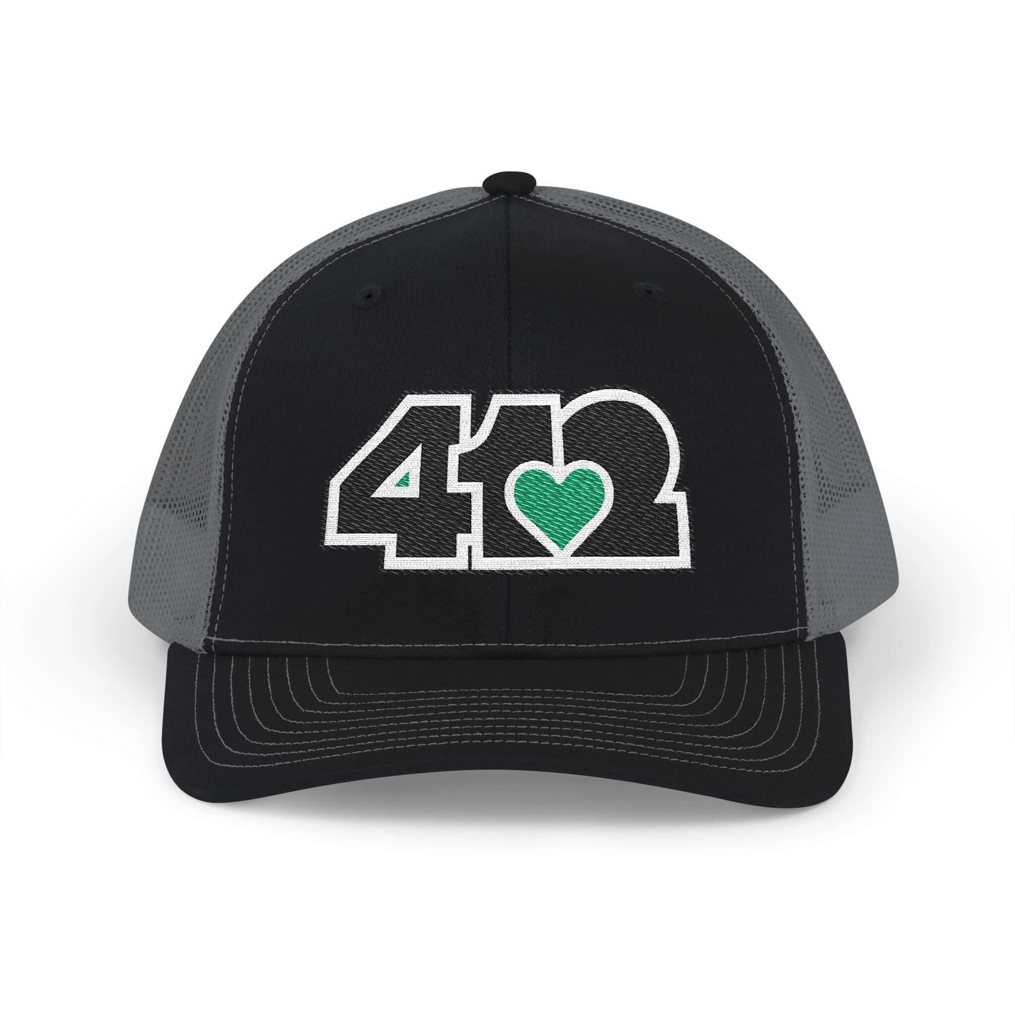 Snapback Hat | Embroidered Black and Green 412 Logo. Apparel Color: Black/Charcoal. A comfy mid-profile adjustable fit for everyday flair