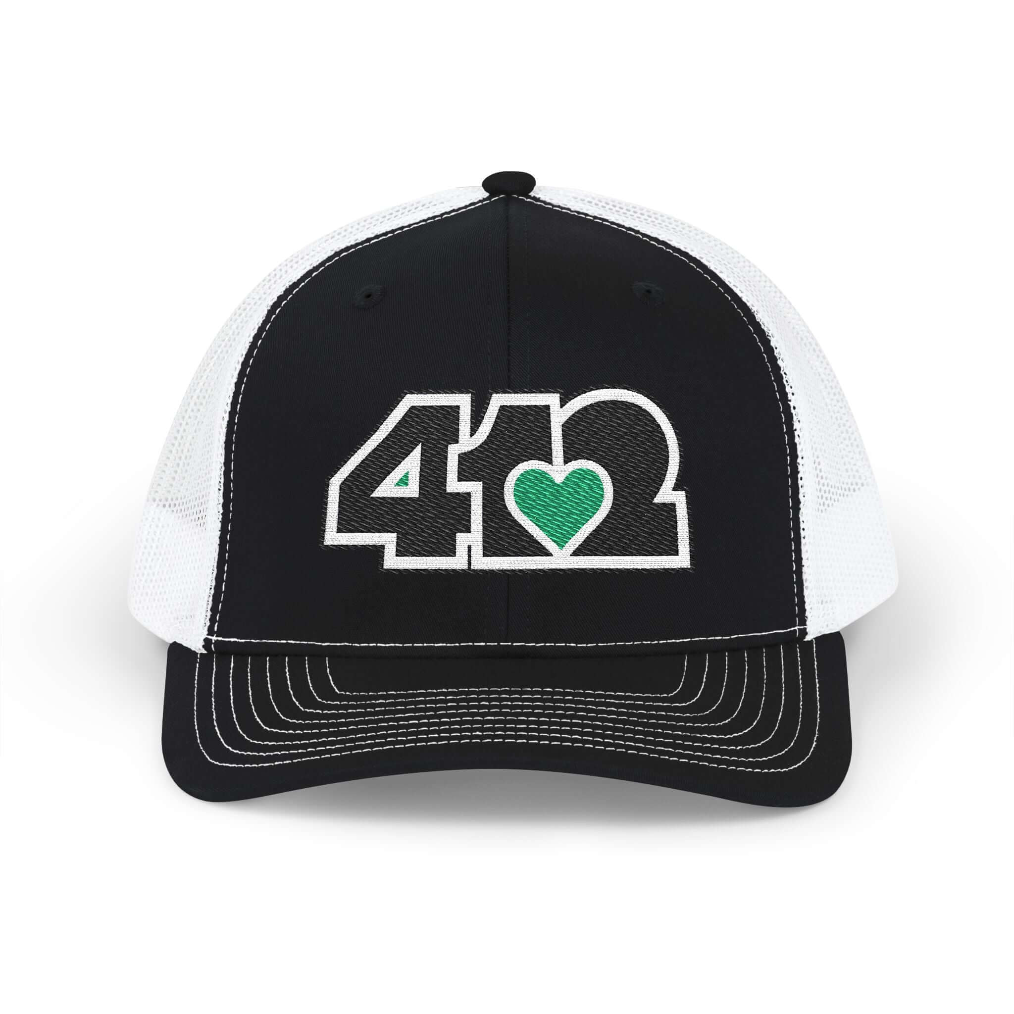 Snapback Hat | Embroidered Black and Green 412 Logo. Apparel Color: Black/White. A comfy mid-profile adjustable fit for everyday flair