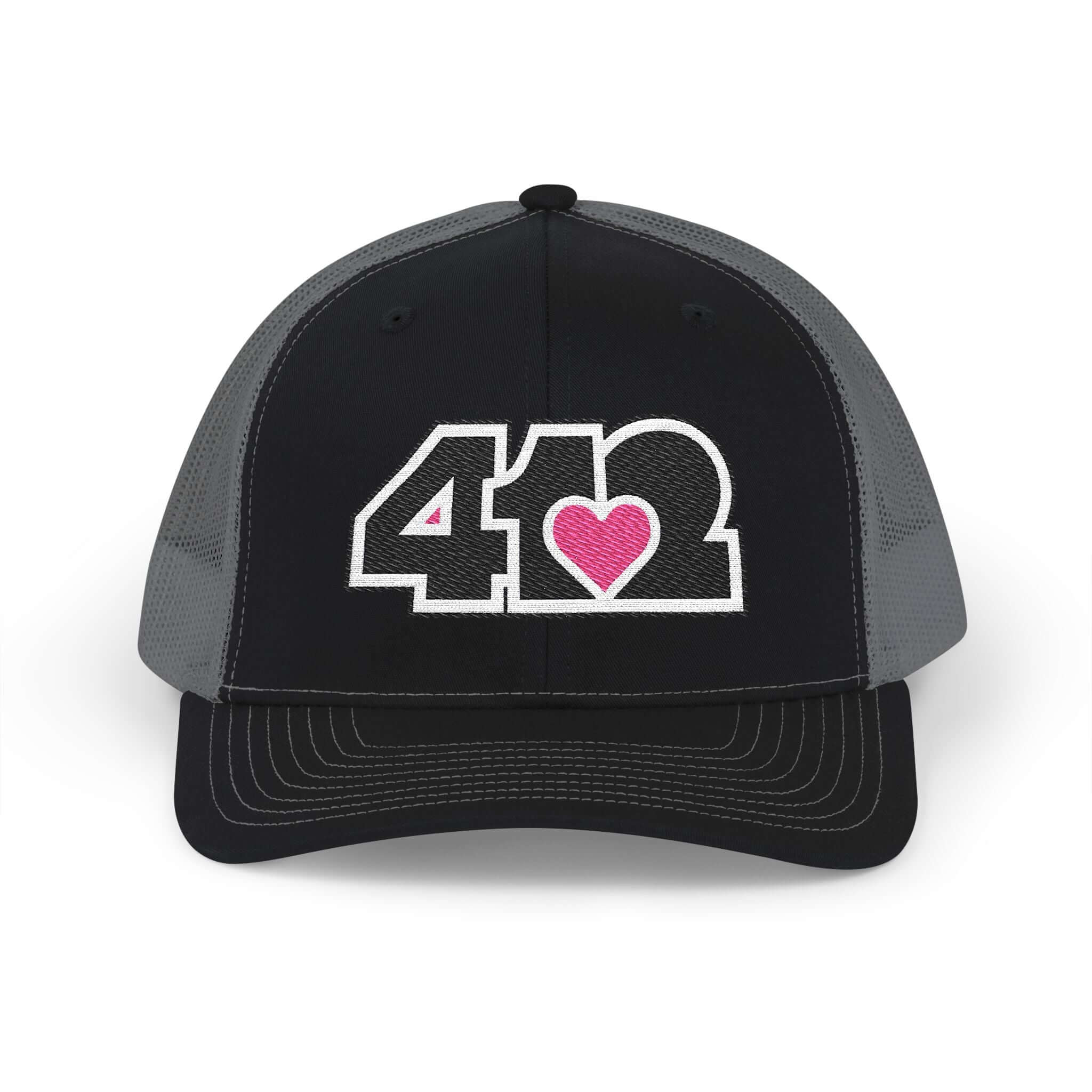 Snapback Hat | Embroidered Black and Pink 412 Logo. Apparel Color: Black/Charcoal. A comfy mid-profile adjustable fit for everyday flair