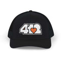 Snapback Hat | Embroidered White and Orange 412 Logo. Apparel Size: One size. A comfy mid-profile adjustable fit for everyday flair