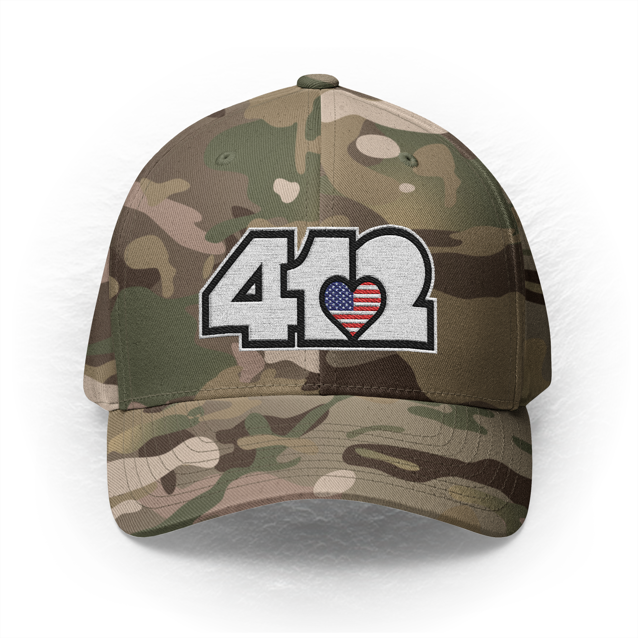 Pittsburgh 412 White Stars & Stripes Embroidered Stretch Fit Hat