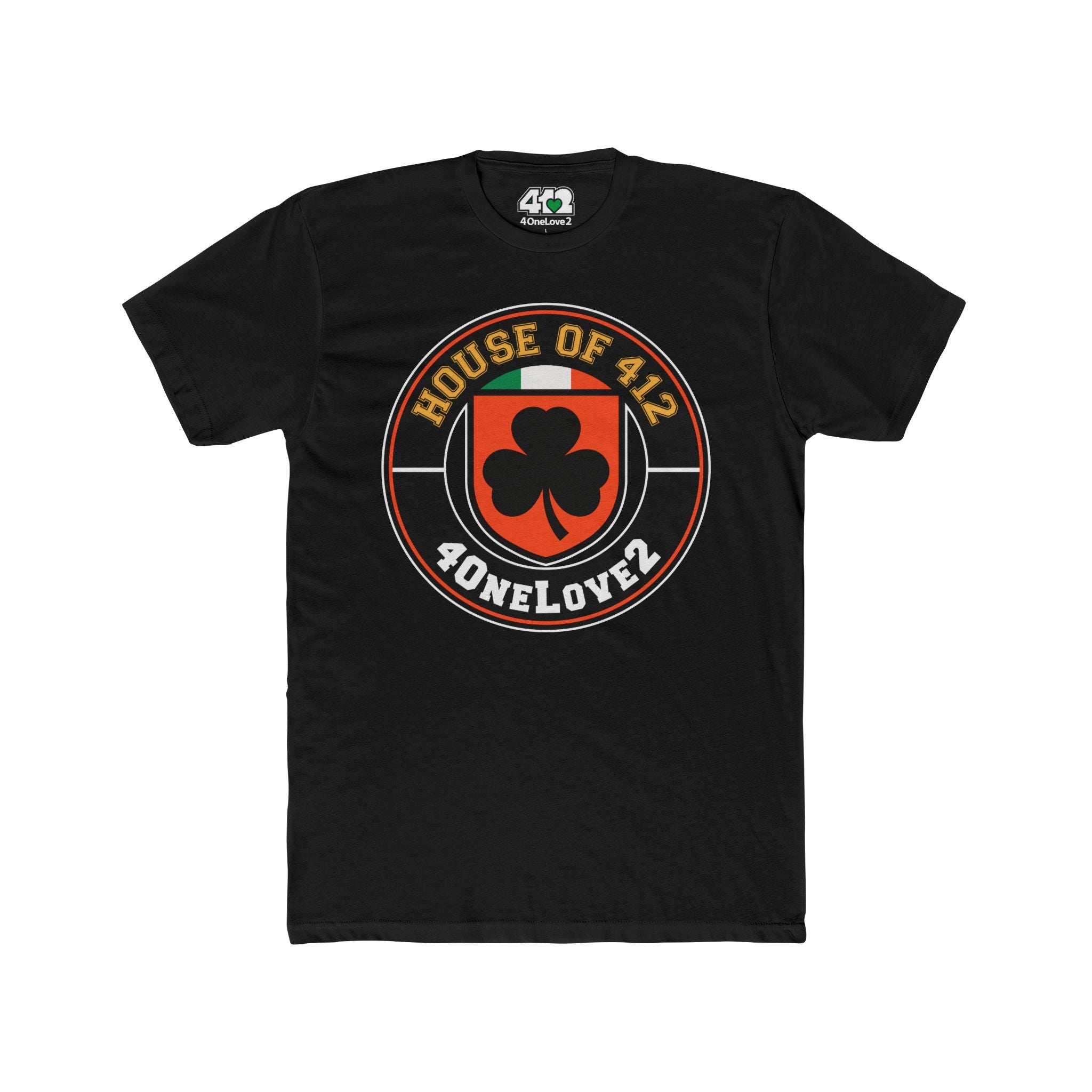 The House Of 412 T-Shirt. Apparel Color: Solid Black. Tailored fit T-Shirt with breathable cotton fabric, and classic neckline.