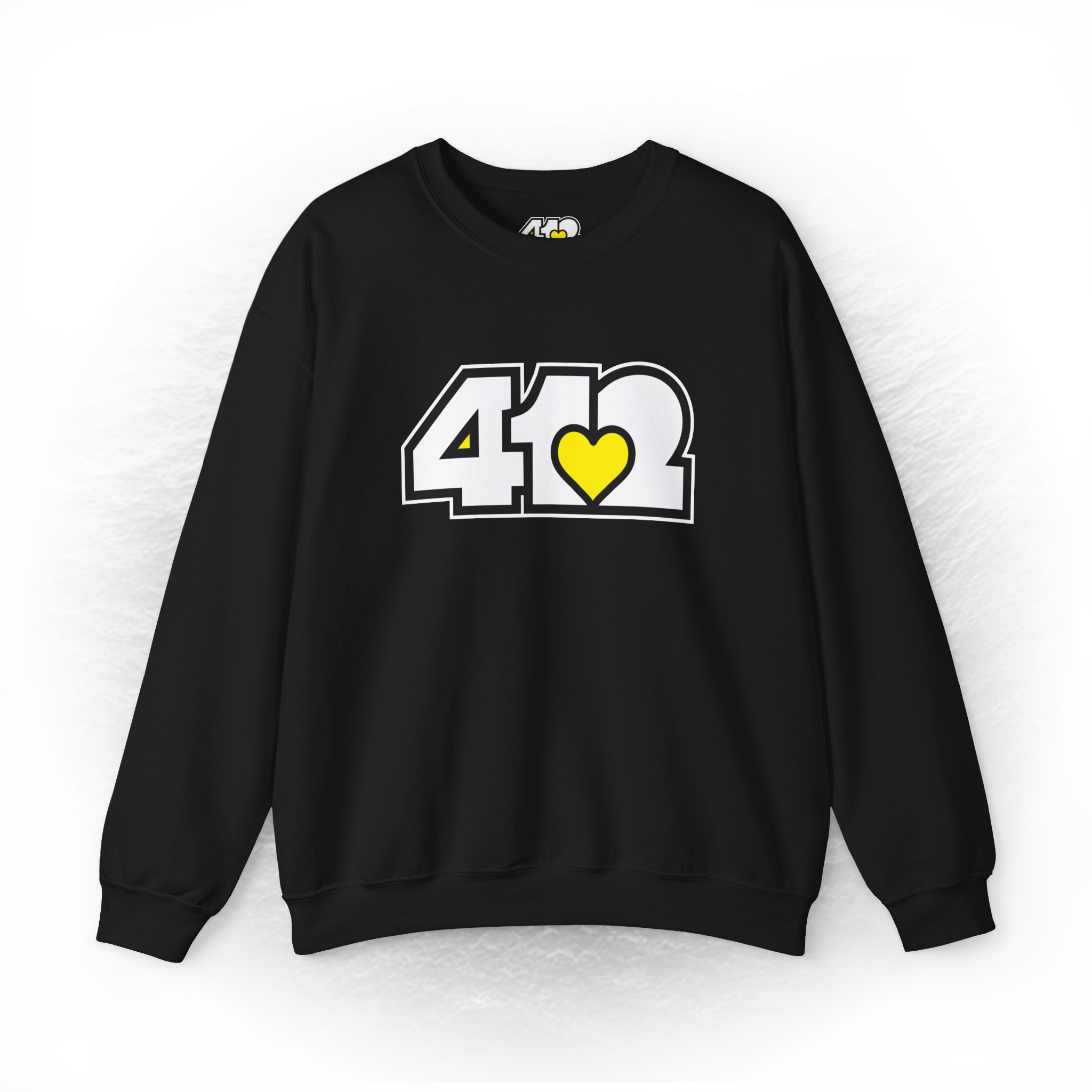 Pittsburgh Crewneck Sweatshirt | White & Yellow 412 Logo – ash – Crewneck Sweatshirts – 4OneLove2