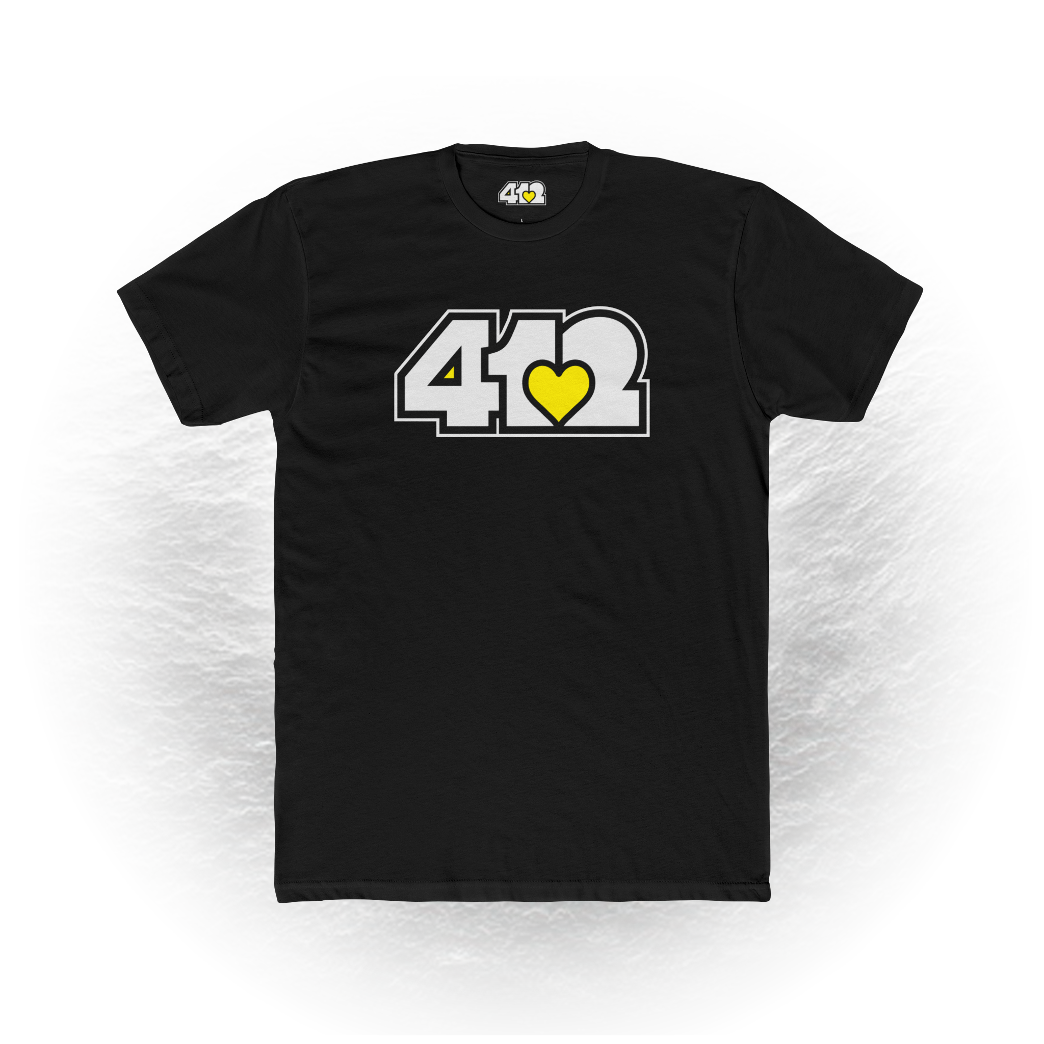 Pittsburgh T-Shirt | White & Yellow 412 Logo – solid-black – T-Shirts – 4OneLove2