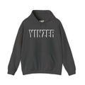 YINZER Hoodie | Bold White Logo. Apparel Color: Dark Heather. 50/50 cotton-poly blend, cozy fit, kangaroo pocket, adjustable drawstring hood.