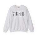 YINZER Sweatshirt | Black Logo. Apparel Color: Ash. A blend of 50% cotton and 50% polyester for cozy durability. With an Elastic ribbed collar, and Double-needle stitching.