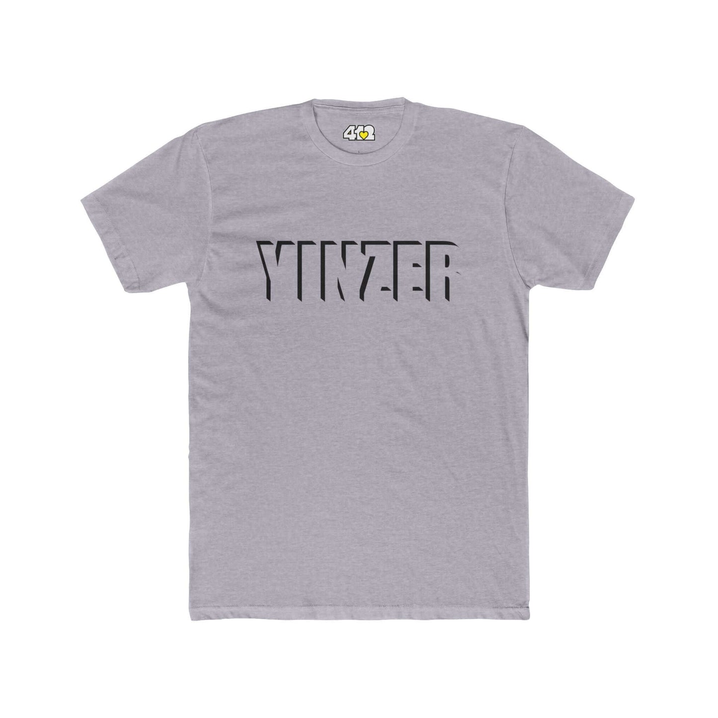 YINZER T-Shirt | Bold Black Logo. Apparel Color: Heather Grey. Tailored fit T-Shirt with breathable cotton fabric, and classic neckline.