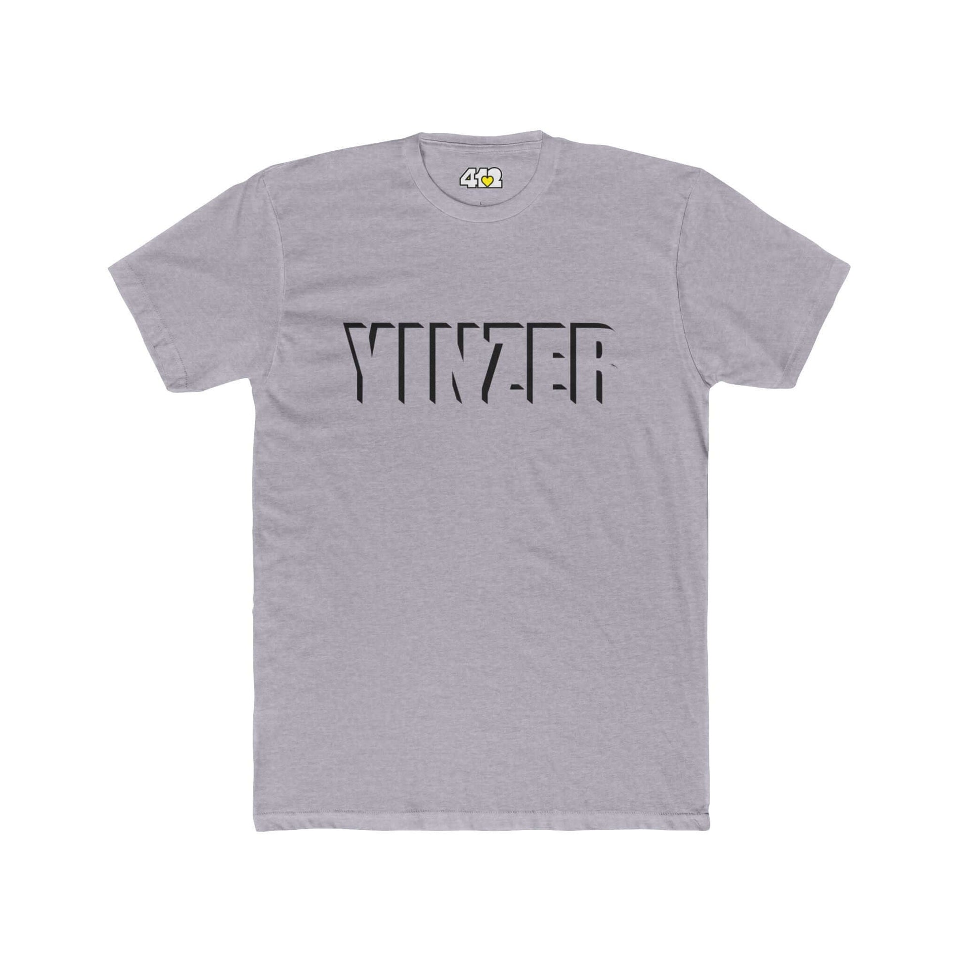 YINZER T-Shirt | Bold Black Logo. Apparel Color: Heather Grey. Tailored fit T-Shirt with breathable cotton fabric, and classic neckline.