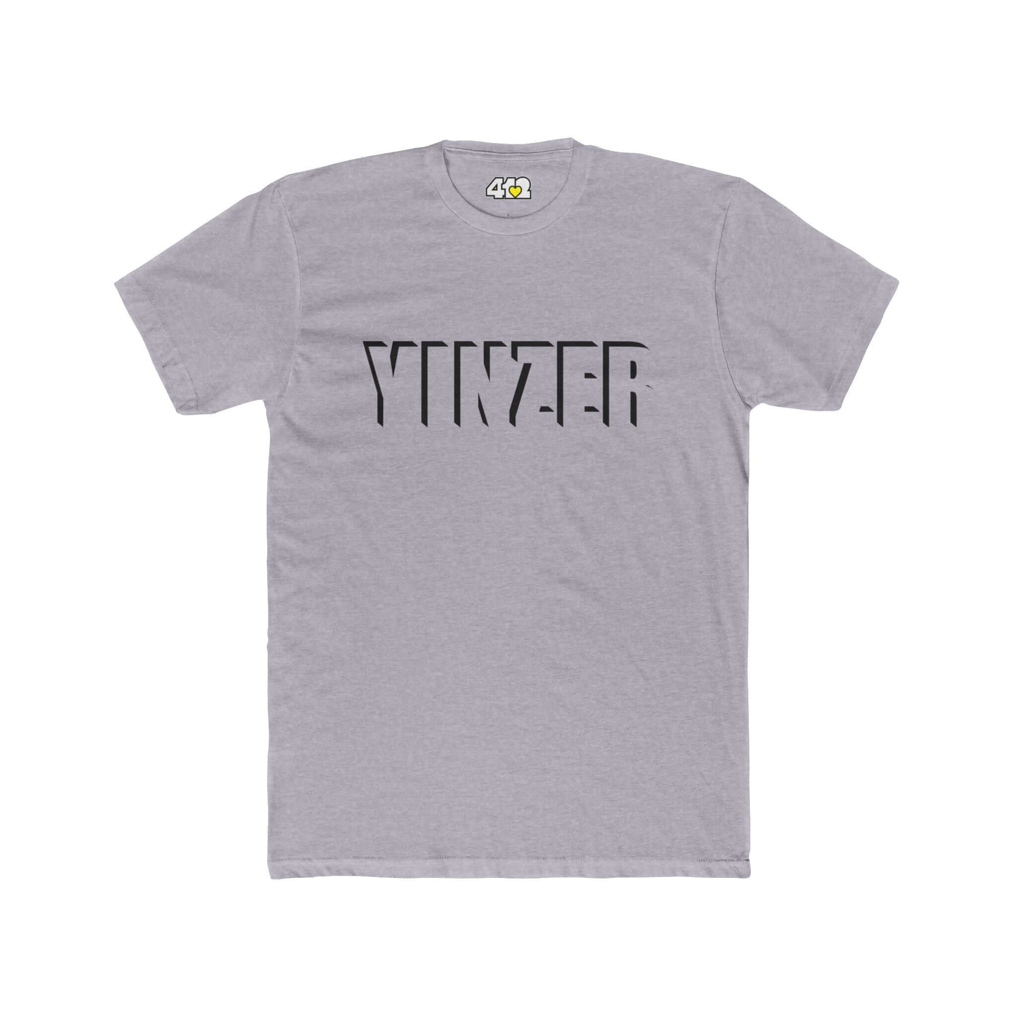 YINZER T-Shirt | Bold Black Logo. Apparel Color: Heather Grey. Tailored fit T-Shirt with breathable cotton fabric, and classic neckline.