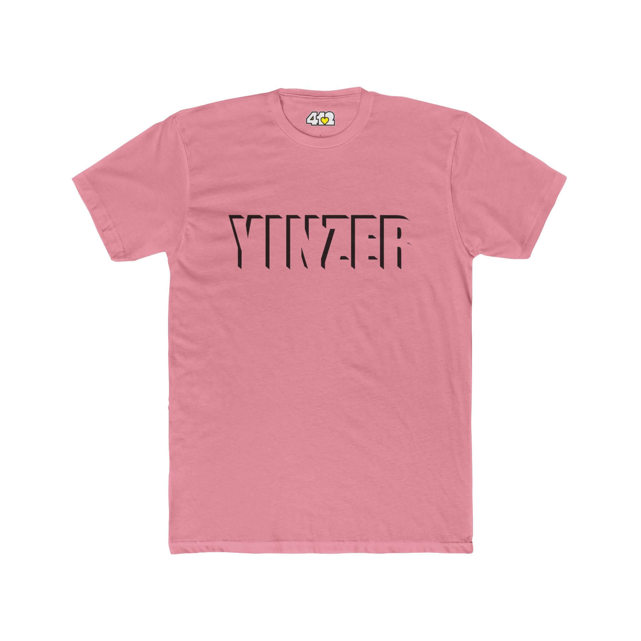 YINZER T-Shirt | Bold Black Logo. Apparel Color: Solid Light Pink. Tailored fit T-Shirt with breathable cotton fabric, and classic neckline.