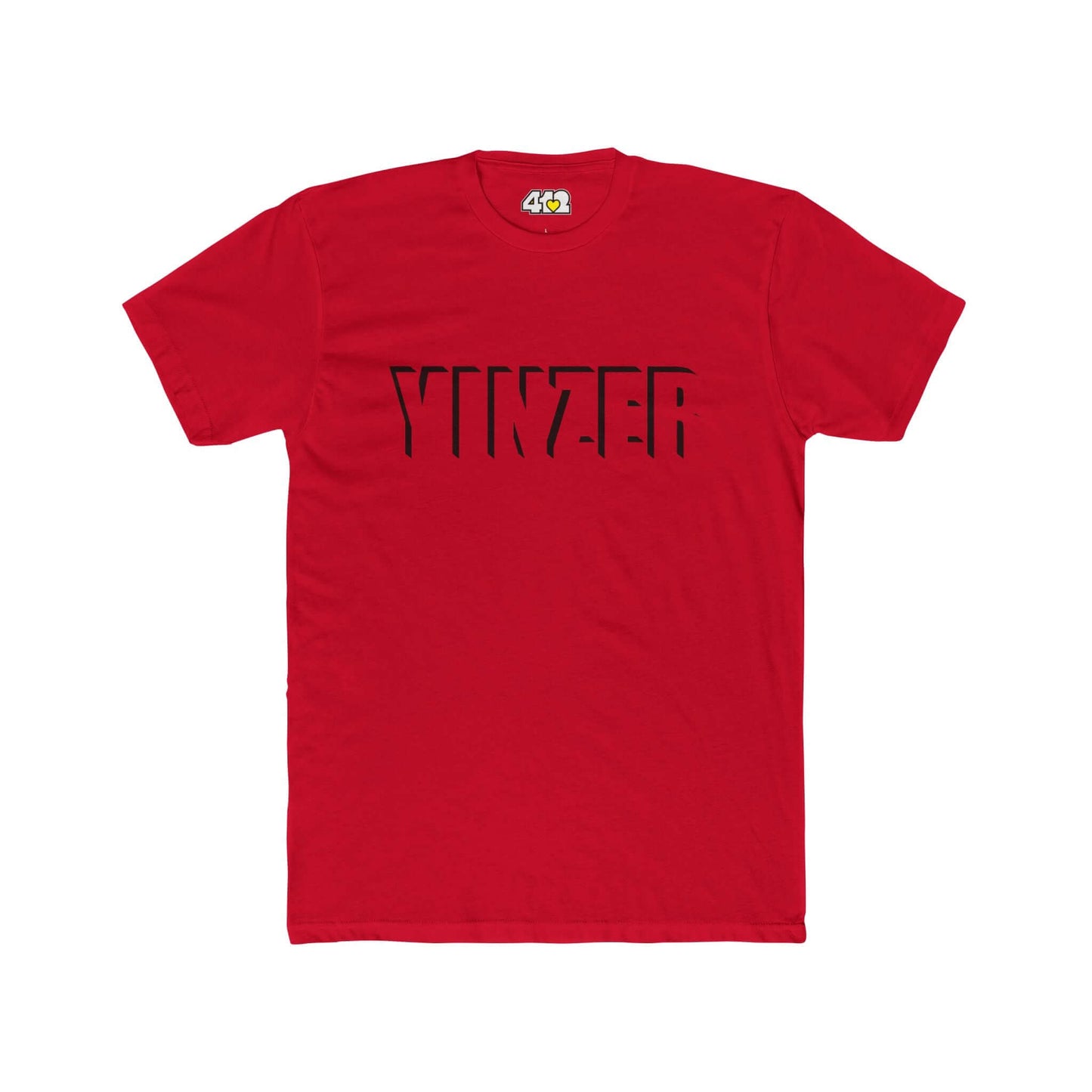 YINZER T-Shirt | Bold Black Logo. Apparel Color: Solid Red. Tailored fit T-Shirt with breathable cotton fabric, and classic neckline.