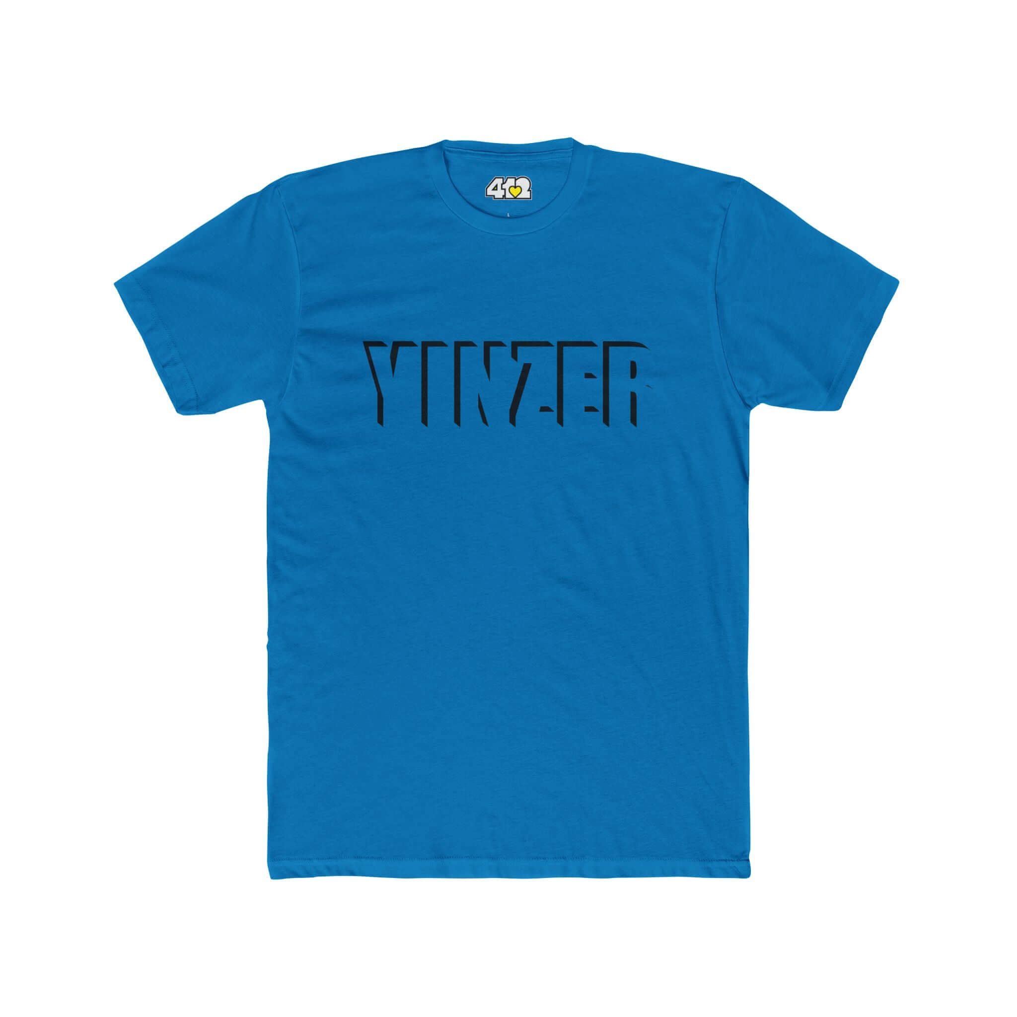 YINZER T-Shirt | Bold Black Logo. Apparel Color: Solid Turquoise. Tailored fit T-Shirt with breathable cotton fabric, and classic neckline.