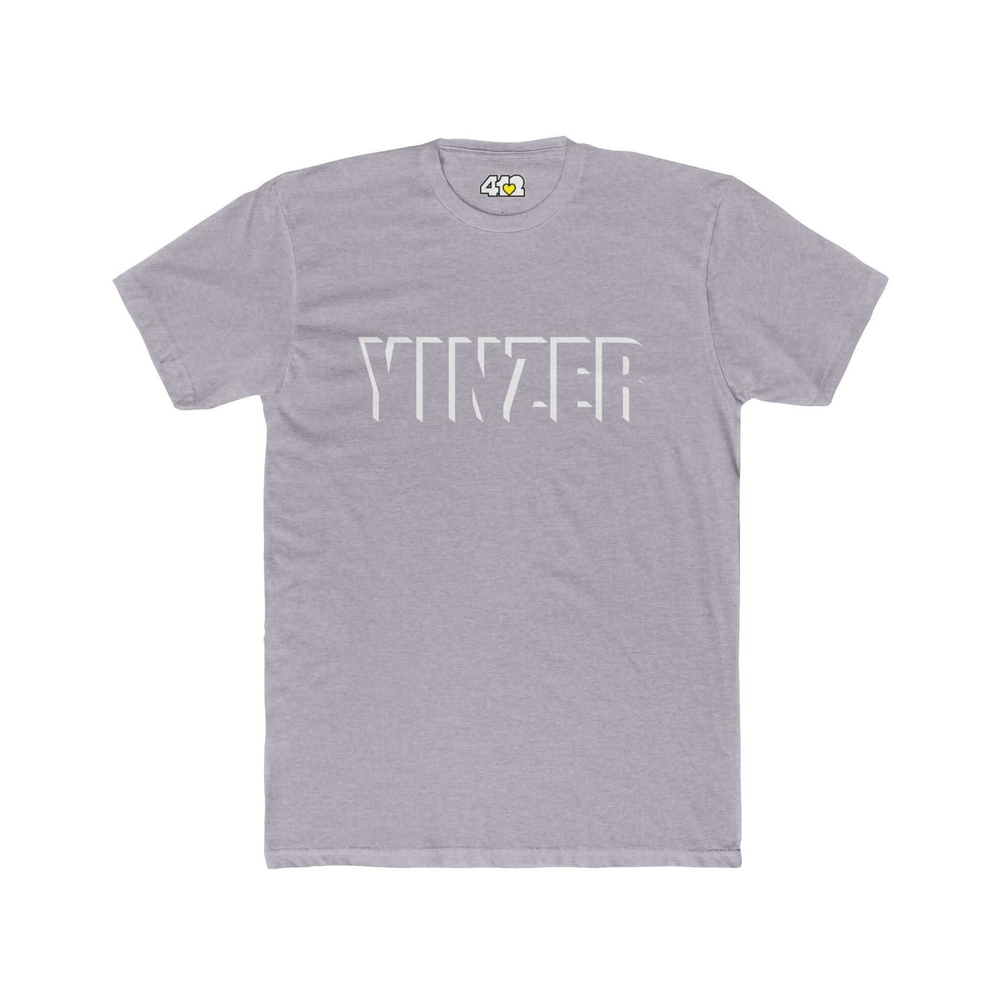 YINZER T-Shirt | Bold White Logo. Apparel Color: Heather Grey. Tailored fit T-Shirt with breathable cotton fabric, and classic neckline.