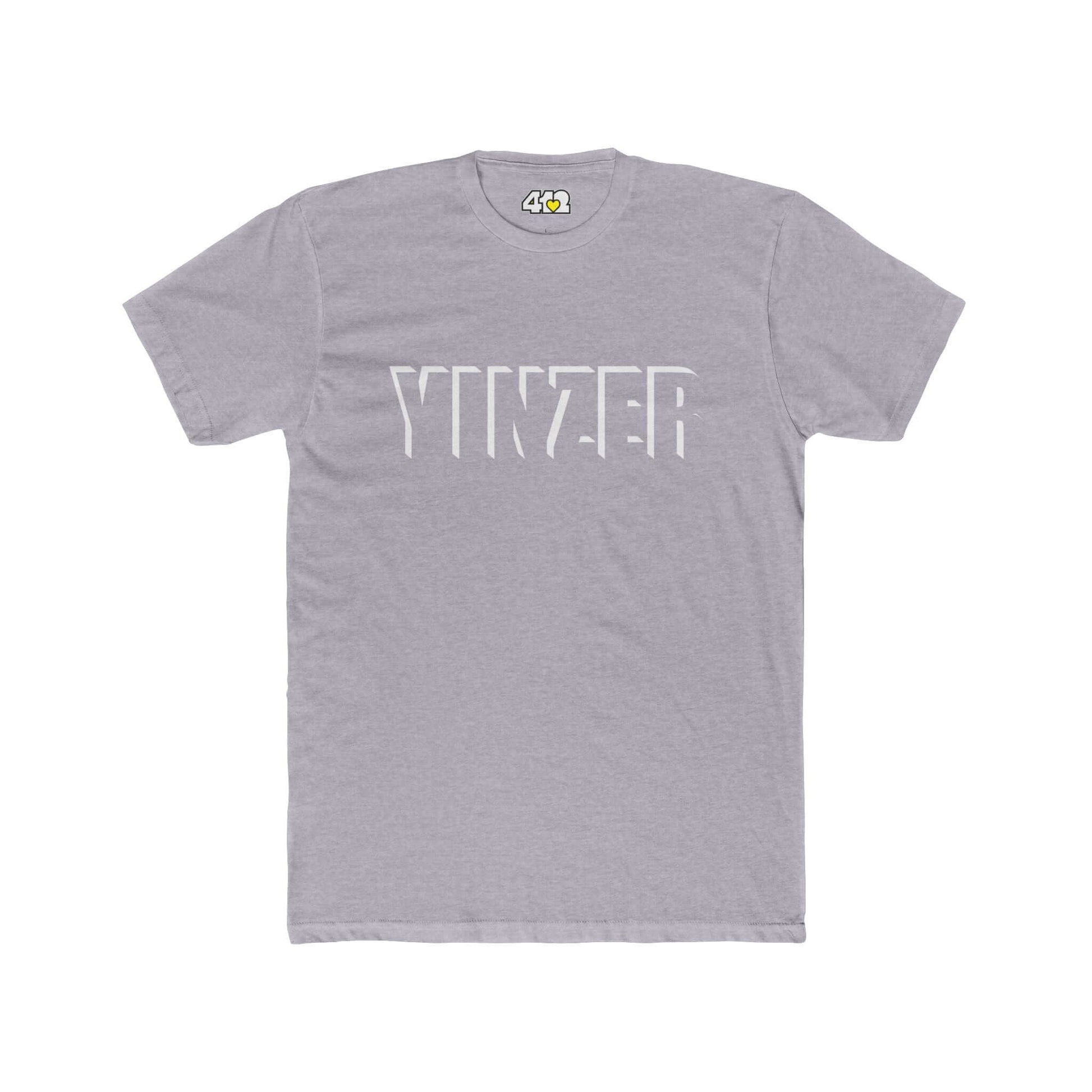 YINZER T-Shirt | Bold White Logo. Apparel Color: Heather Grey. Tailored fit T-Shirt with breathable cotton fabric, and classic neckline.