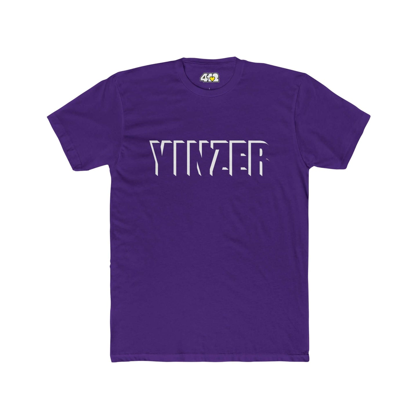 YINZER T-Shirt | Bold White Logo. Apparel Color: Solid Purple Rush. Tailored fit T-Shirt with breathable cotton fabric, and classic neckline.