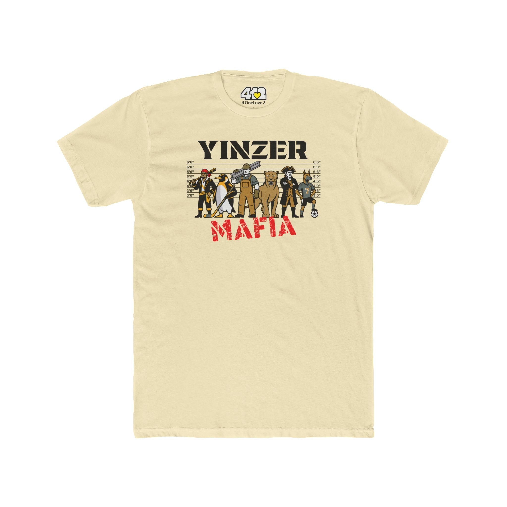 Yinzer Mafia T?Shirt. Apparel Color: Solid Natural. Tailored fit T-Shirt with breathable cotton fabric, and classic neckline.